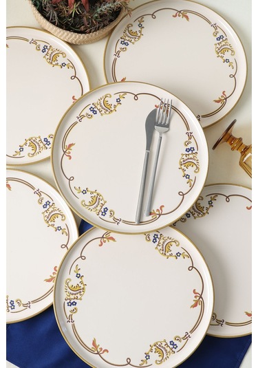 Keramika Bronze Bloom Nordic Servis Tabağı 28 Cm 6 Adet 22929 Çok Renkli