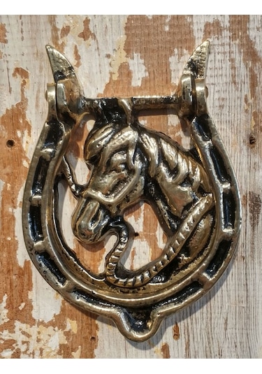 House2Home El Yapımı Pirinç At Nalı Kapı Tokmağı, Sarı Siyah