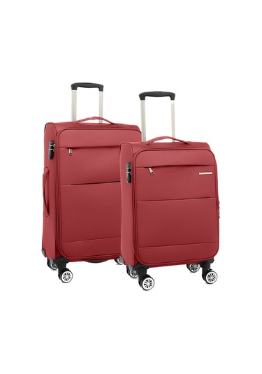 Louisiana Polo 2'li Valiz Seti Büyük Ve Orta Boy Lüx Kumaş Valiz Bordo 2082 Bordo