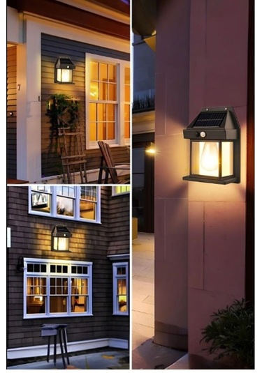 2 Adet Suya Dayanıklı Hareket Sensörlü Güneş Enerjili Solar Led Dış Mekan Bahçe Lambası Siyah