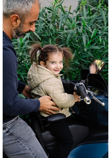 HONDA FORZA Motosiklet Çocuk Koltuğu, Siyah Deri, Kolsuz, 4-8 Yaş Arası, Sök Tak