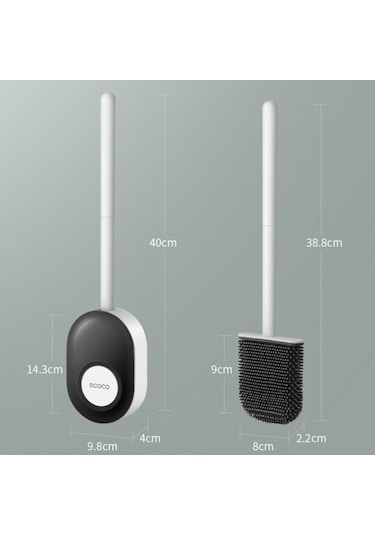 Gri Duvara Monte Tuvalet Fırçası Tutucu, Ölü Açı Yok Silikon Tuvalet Fırçası Seti Temizleme Fırçası Banyo Aksesuarları