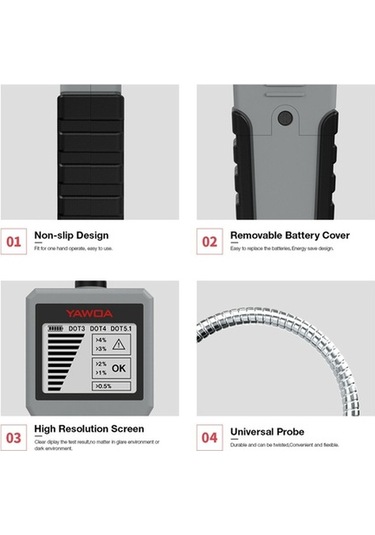 Novahub Yawoa Bf200 Araba Fren Hidroliği Test Cihazı, Dijital Basınç İzleme, İçerik Algılama Test Kalemi