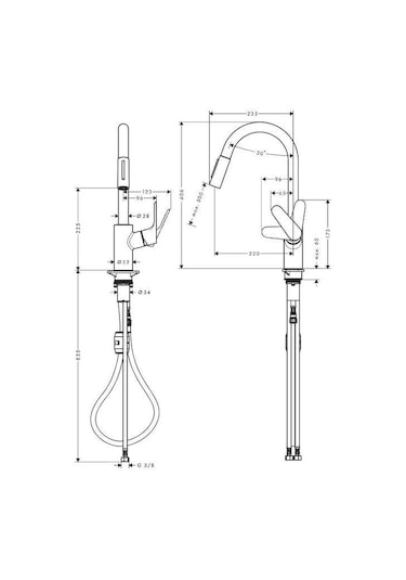 Hansgrohe Focus Tek Kollu Eviye Bataryası 240 Mat Siyah