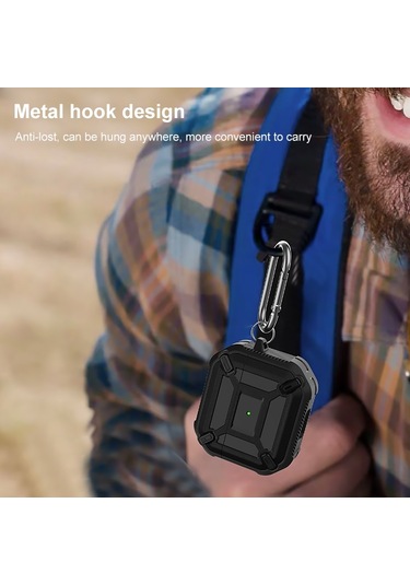 Airpods Uyumlu 3 İçin King Kong Armor Tpu + Pc Kulaklık Koruyucu Kılıf Siyah