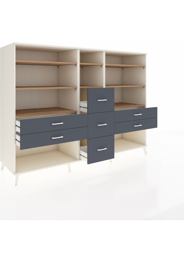 Kronos Dolap 8 Raflı 7 Çekmeceli 220x59x163 Aytaşı-çam/antrasit Aytaşı-çam/antrasit