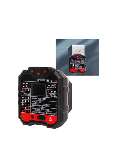 Moveevo Ht106e İngiliz Standardı Prizi Testeri - Faz Ve Polarite Kontrol Cihazı 48-250v, Akıllı Devre Güvenliği Tespiti