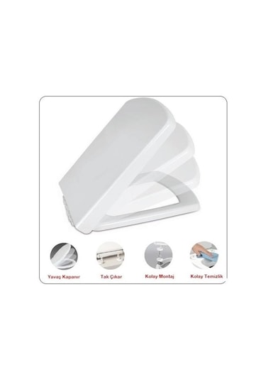 NKP Sedef Kare Yavaş Kapanır Klozet Kapağı