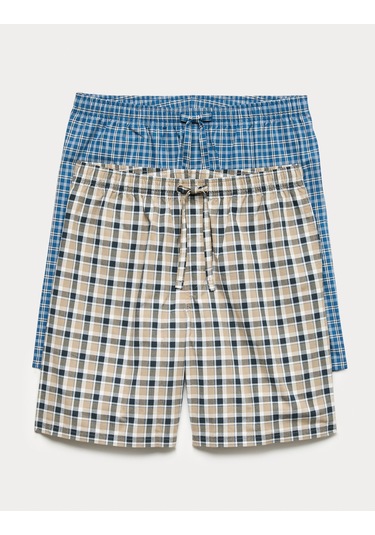 Marks & Spencer 2'li Pijama Şortu Mavi Mix