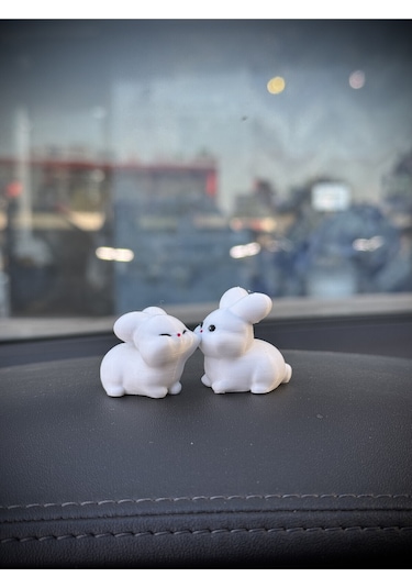 Tatlı Tavşan Çift Araba Dikiz Aynası Süsü Torpido Süsü - Minik Tavşan Çift Sevgiliye