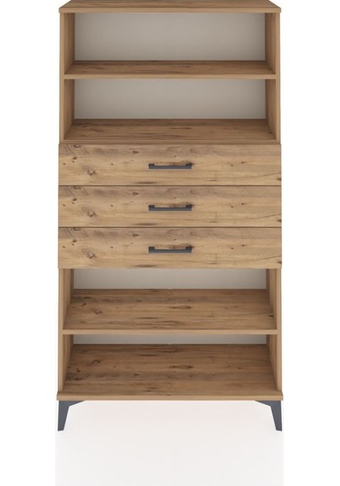 Arges Dolap 3 Raflı 3 Çekmeceli 88x30x163 Çam-çam Atlas Çam