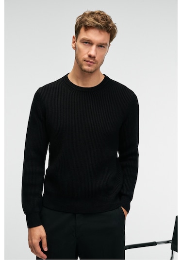 CABLIN Erkek Yuvarlak Yaka Regular Fit Triko Siyah Kazak