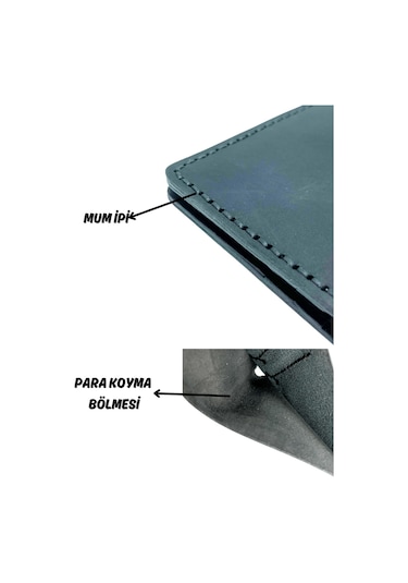 El Yapımı Hakiki Deri Premium Cüzdan Siyah Geniş Model Siyah