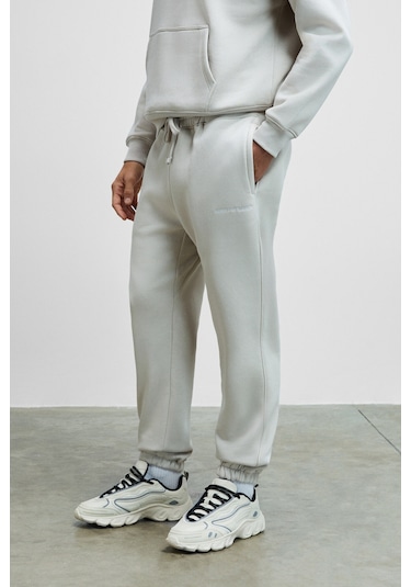 MARSHALLHOODIE Erkek Pamuklu İçi Polarlı Nakışlı Relaxed Gri Eşofman Takımı