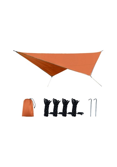 Geeroyoo Portatif Kare Şekilli Güneşlik, Plaj Ve Kamp İçin Çok Amaçlı Su Geçirmez Örtü, Turuncu Turuncu