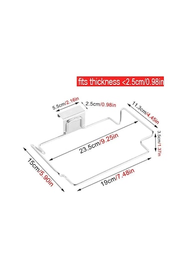 Yifomall Paslanmaz Çelik Çöp Torbası Askısı - Mutfak Kapısına Monte Edilebilir Pratik Çözüm Gümüş