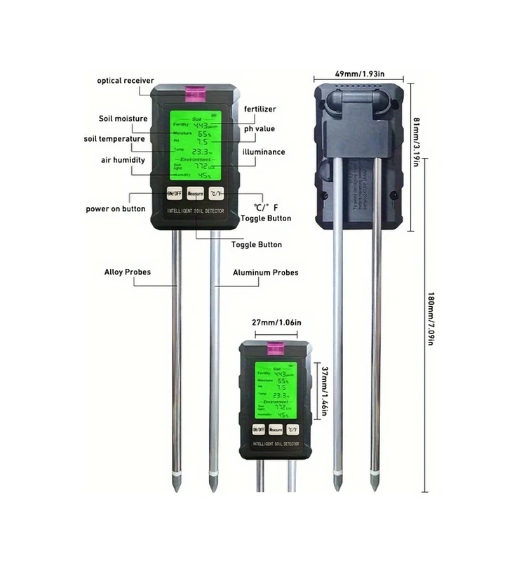 Willowhaven Siyah 6 Lı 1 Arada Dijital Toprak Nem Ölçer - Sıcaklık, Nem, Ph Ve Işık Ölçümü