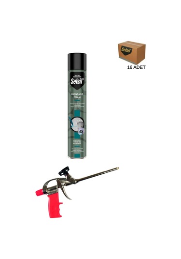 Selsil Pu Tabancalı Montaj Köpüğü 750 Ml. 16 Adet ,demir Köpük Tabancası