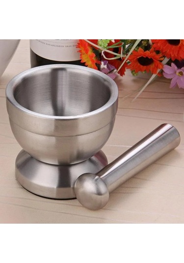 Yuqing Çift Mini Paslanmaz Çelik Metal Harç Tuz Ve Havaneli Çelik