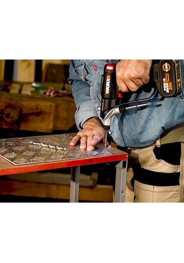 WORX WX177 20V 2.0Ah Li-ion Döner Kafa ve Çift Mandrenli Profesyonel Kömürsüz Şarjlı Matkap + 6 Parça Uç