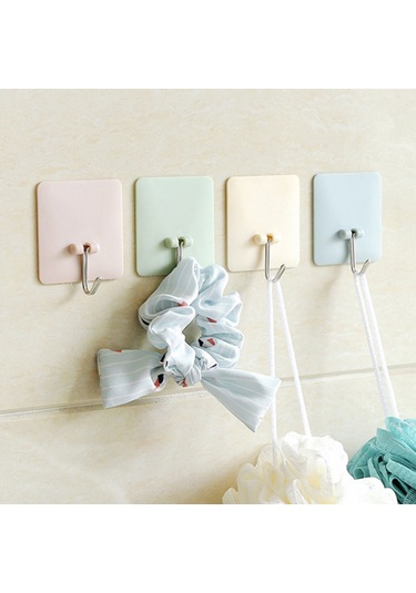 Xiyyadms Bej Kareli Delmezsiz Duvar Kanca - 5 Kg Yük Taşıma - Banyo/mutfak - Suya Dayanıklı Abs Ve Paslanmaz Çelik Diğer