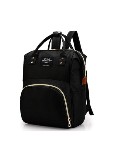 Mumya Çantası Büyük Kapasiteli Çok Fonksiyonlu Sırt Çantası Su Geçirmez Biberon Bezi Çantası Siyah