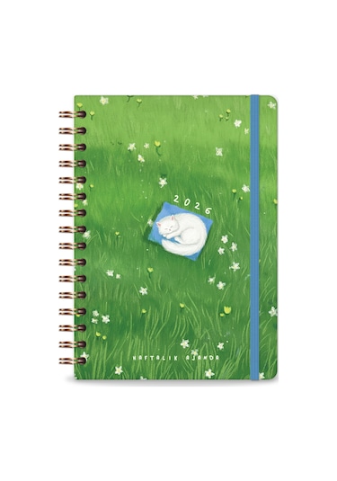 2026 A5 Spiralli Haftalık Ajanda 12 Aylık - Kedi Kedi