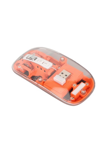 Kablosuz 2.4g Bluetooth Şeffaf Fare 2400 Dpı Şarj Edilebilir 400mah Rgb Renkli Kablosuz Fare Turuncu