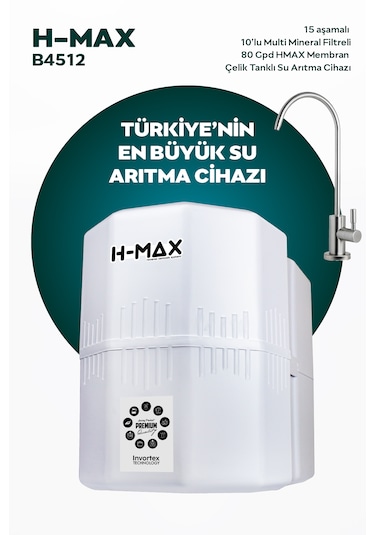12 L Çelik Tank 15 Aşama Multi Mineral Su Arıtma Cihazı Hmaxb4512