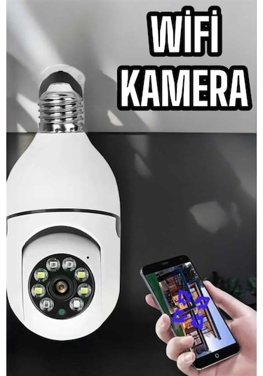 Hnrlıshp Wifi Kamera Duylu Ampul Görünümlü 360 Derece Dönebilen Ev Kamerası