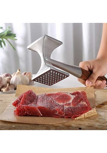 Et Yumuşatma Çekiç Çift Taraflı Et Dövücü Alet Biftek, Sığır Eti Tavuk Tokmağı Mutfak İçin Ahşap Saplı