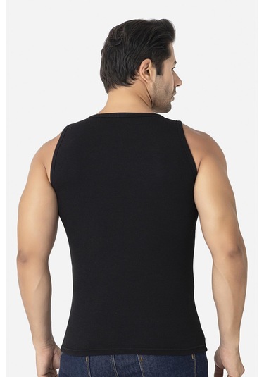 Erkek Siyah Fitilli Kaşkorse Atlet 3'lü Paket Esnek Ve Yumuşak Kumaş Siyah