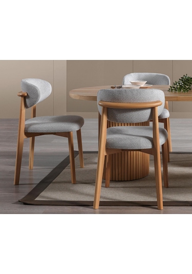 Polo Teddy Natural Ahşap Bohem Sandalye Natural - Antrasit