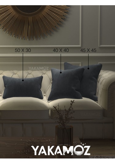 Karanlık Gri Kırlent , Yastık Kılıfı Kadife Görünümlü Velvet Touch Serisi Karanlık Gri