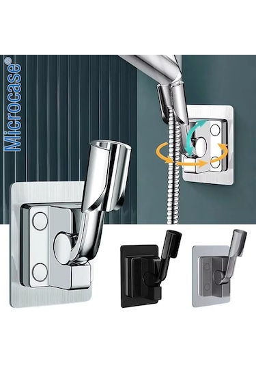 Microcase Çok Yönlü Duş Başlığı Tutucu 180 Dönebilen Banyo Askısı 2 Adet Al5368 Siyah