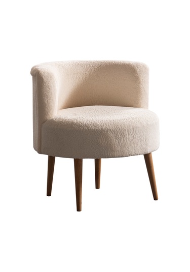 Panda Çay Seti Berjer Ve Puf Takımı Salon, Balkon, Ofis 2 Li Takım Krem Krem