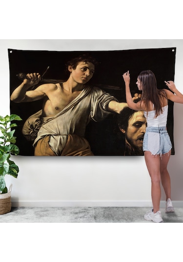 Caravaggio - David With The Head Of Goliath, Davud Goliath'ın Başı Duvar Örtüsü-7066