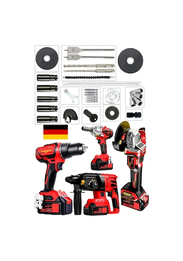 Stilmax RED4ME 20AHx4'lü Süper Profesyonel Matkap + Vidalama + Somun Sökme + Kırıcı Taşlama Makinesi