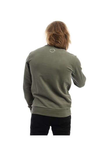 Erkek Polo State Baskılı Bisiklet Yaka Sweat Koyu Yeşil