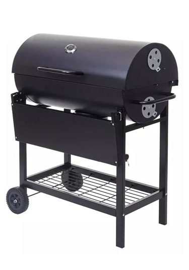 Varil Tip Büyük Kömürlü Mangal Kapaklı Termostatlı Tekerlekli