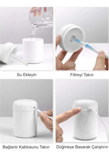 Hava Nemlendirici Ortam Nemlendirici Işıklı Hava Nemlendirici Beyaz