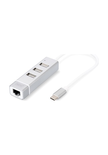 Digitus DA-70253 3 Port Usb Tip C Hub & Fast Ethernet Lan Adaptörü