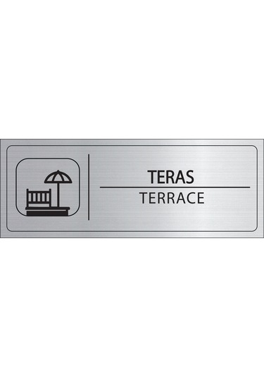 Mayeka Teras İsimlik Gümüş Metal Kapı İsimliği Levhası Yönlendirme Tabelası