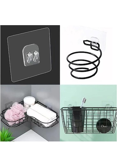 Yapışkanlı Banyo Mutfak Eşya Taşıma Raf Askılığı 5 Adet -al4269 Şeffaf