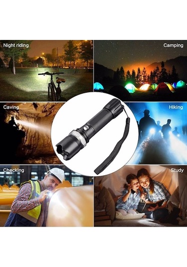 Profesyonel Şarjlı El Feneri Uzun Menzilli Şarjlı Zoomlu Süper Gü Çok Renkli