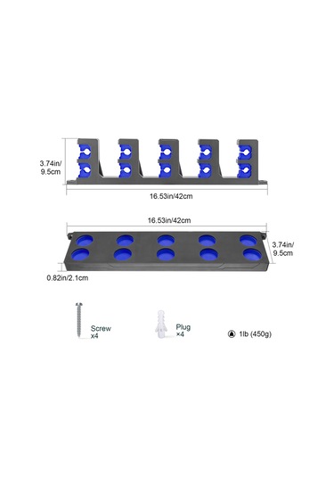 Kosona Mavi 10 Adet Olta Depolama Rafı - Eva Köpük Döşemeli Plastik Olta Tutucu Kolay Kurulum Mavi
