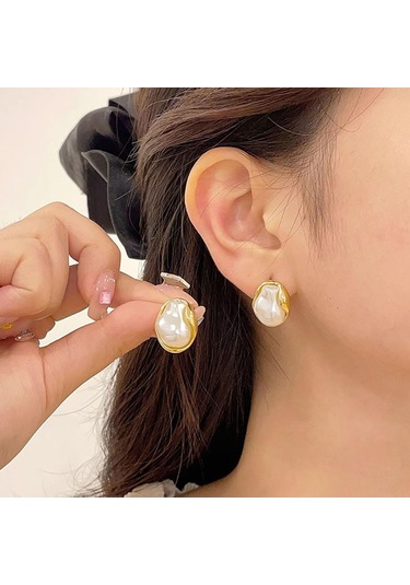 Geeksen Asimetrik Desenli Altın Kenarlı巴洛克 İmitasyon İçin Güzellik Ve Stili Artıran Küçük Kuyumculuk Kolye Gözlük Takı Seti Hediye Önerisi Gold