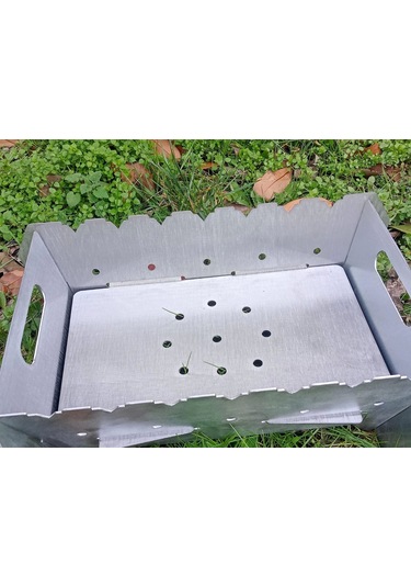 Lazer Tamamı Paslanmaz Çelik Mangal Portatif Pratik Katlanabilir 41x25 Cm Çok Renkli