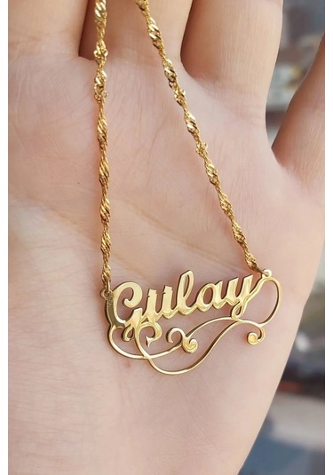 925 Ayar Gümüş 24 Ayar Altın Kaplama Isimli Kolye