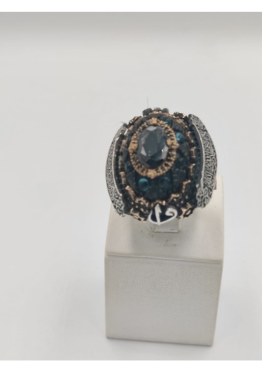 Siyah Zirkon Taşlı Çiçekli Diliriş Eseri 925 Ayar 25 Mm Erkek Yüz